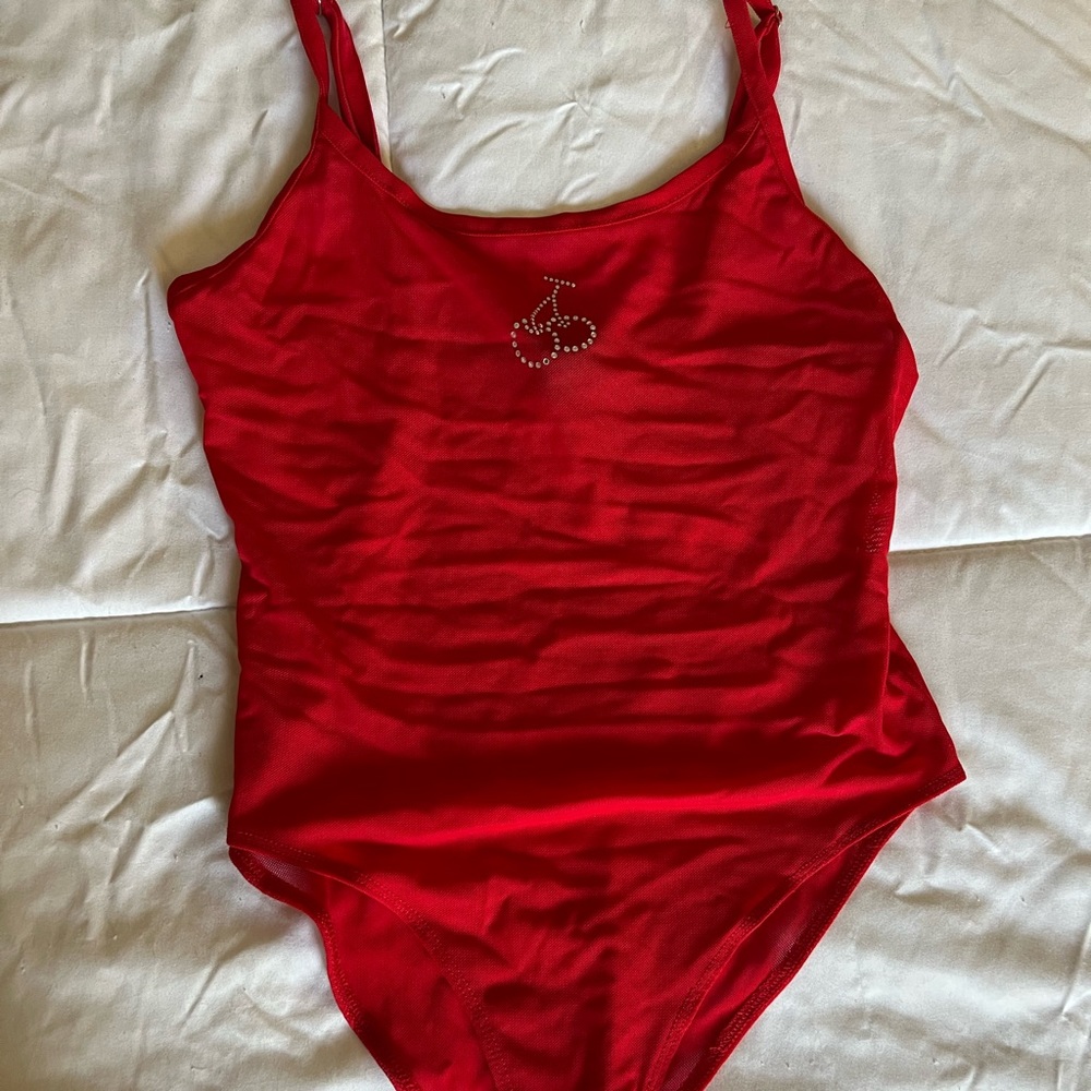 Sheer Cherry Red Bodysuit